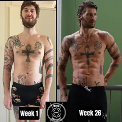 Voor en na van Mikey, 36 jaar, na 26 weken shoot prep