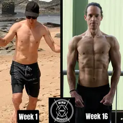 Voor en na van Michael, 44 jaar, na 16 weken shoot prep