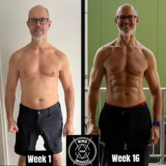 Voor en na van Martin, 57 jaar, na 16 weken shoot prep