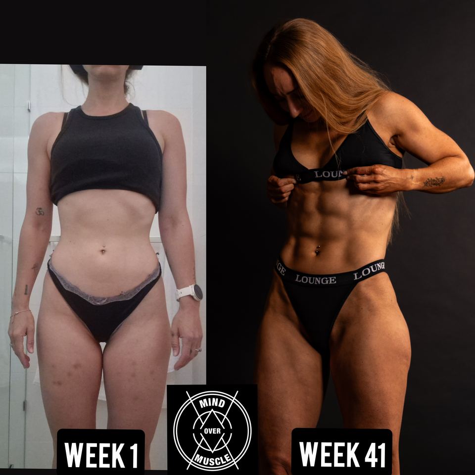 Voor en na van Pippa (35) bij Mind Over Muscle: week 1 en week 41
