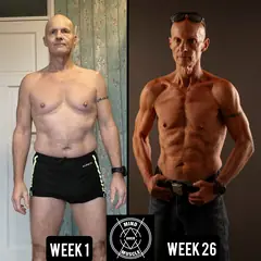 Voor en na van Marcel, 64 jaar, na 26 weken shoot prep