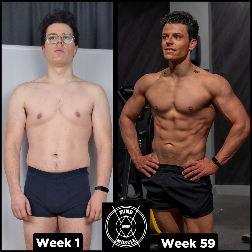 Voor en na van Ramon (27) bij Mind Over Muscle: week 1 en week 59