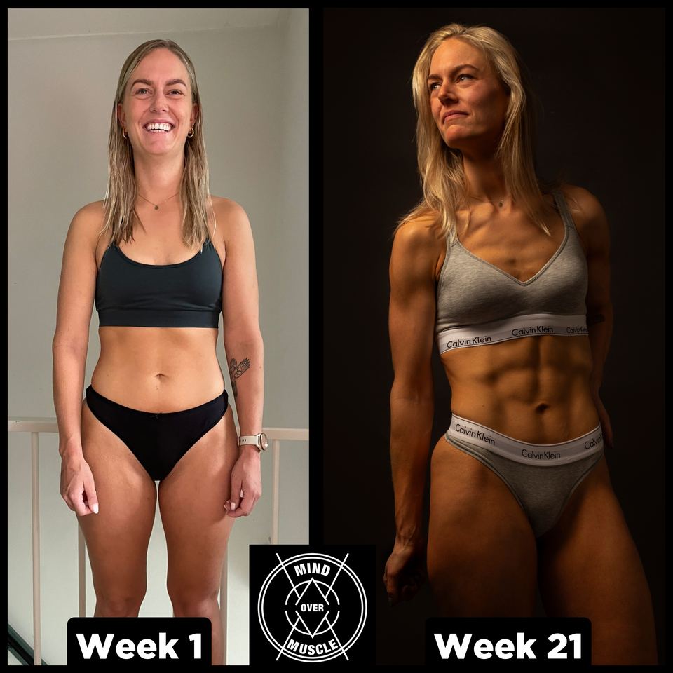 Voor en na van Nena (30) bij Mind Over Muscle: week 1 en week 21