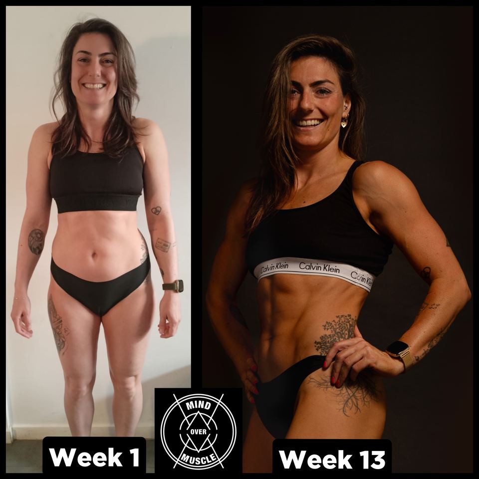 Voor en na van Maud (34) bij Mind Over Muscle: week 1 en week 13