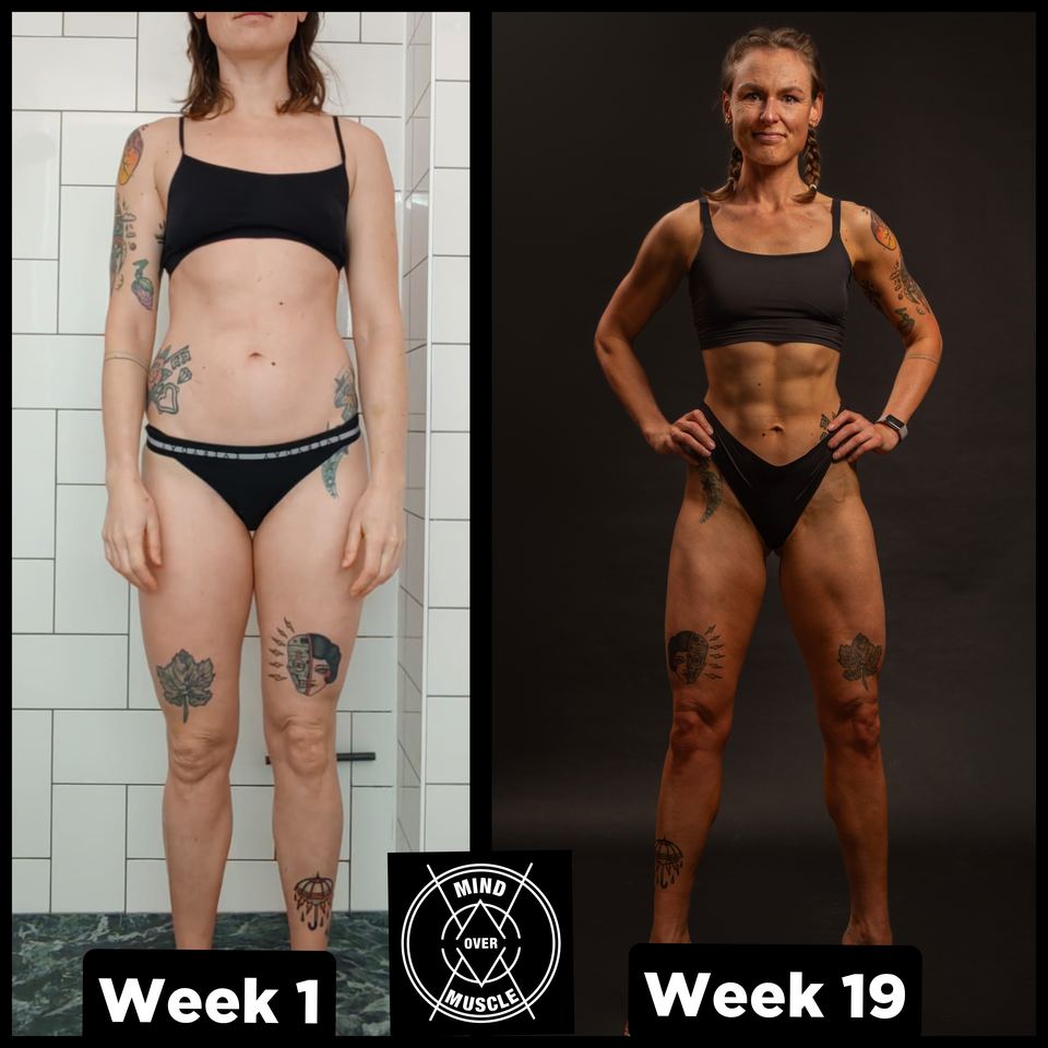 Voor en na van Nina (42) bij Mind Over Muscle: week 1 en week 19